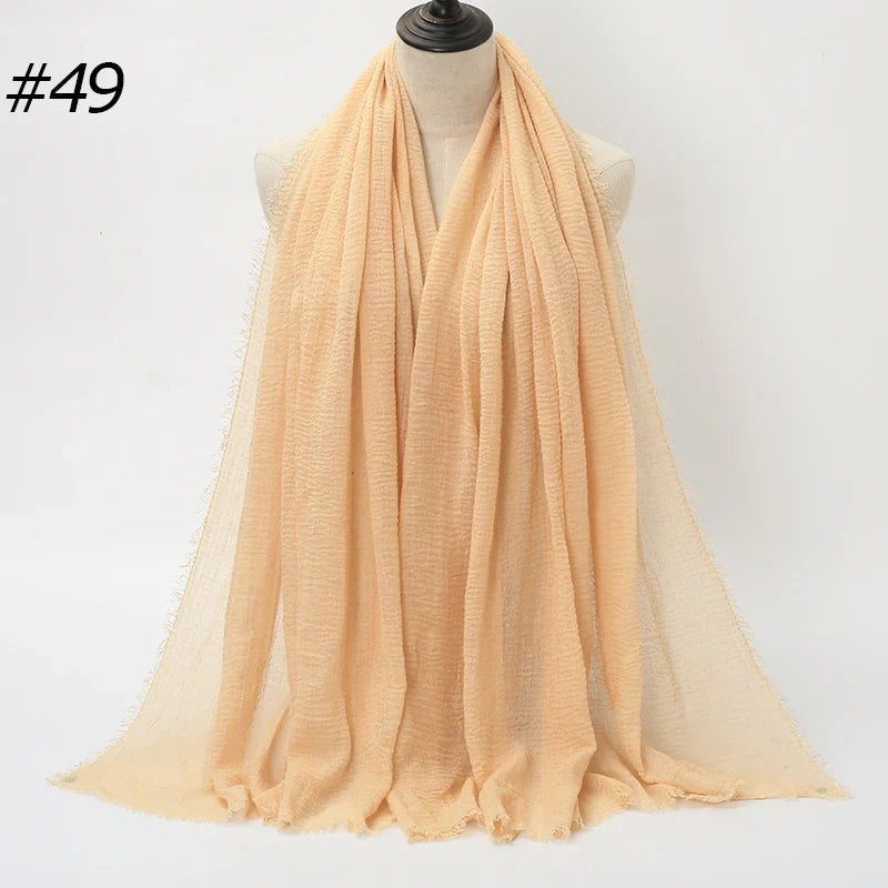 Hot Crinkle Cotton Hijab Scarf Women Scarves Bandana Turban Headscarf Muslim Shawl Africa Wrap Headband Islamic Shawls Headband