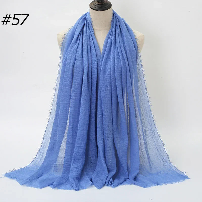 Hot Crinkle Cotton Hijab Scarf Women Scarves Bandana Turban Headscarf Muslim Shawl Africa Wrap Headband Islamic Shawls Headband